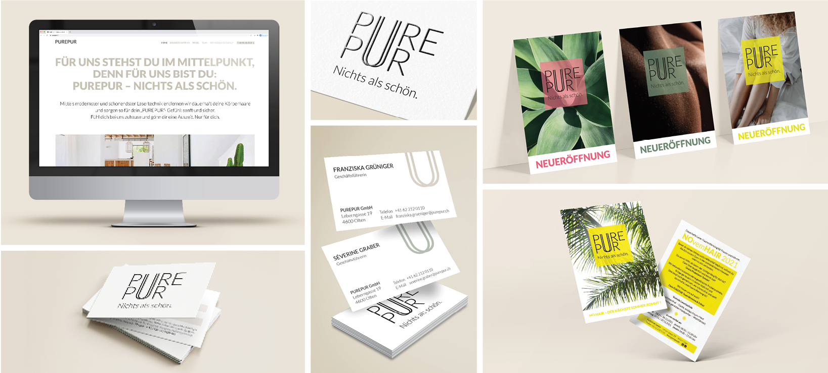 PUREPUR Markenanwendungen in Web und Print